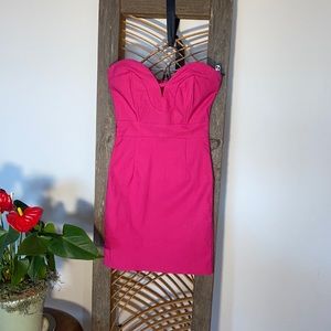 Poetry Hot Pink Strapless Form Fitting Dress Small